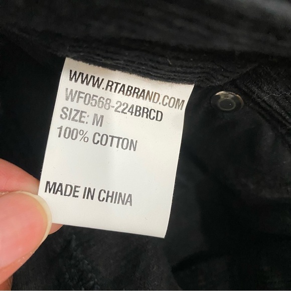 RtA Dexter Black Corduroy Belted Straight Leg Pants - Picture 5 of 11